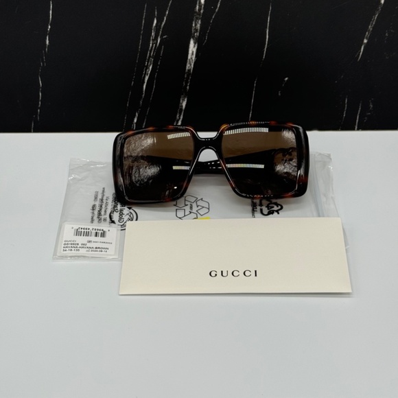 NEW GUCCI GG1692S 002 HAVANA BROWN SQUARE WOMEN GUCCI SUNGLASSES - Picture 10 of 11